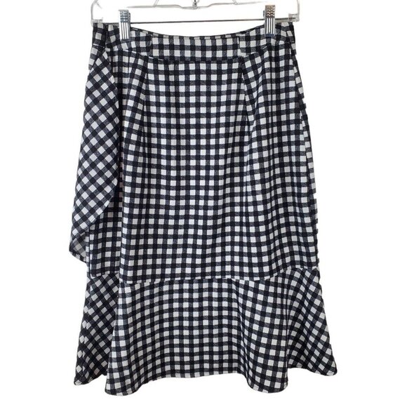 Banana‎ Republic Skirt Womens 6 Black Gingham Check Ruffle Flounce - Picture 2 of 11